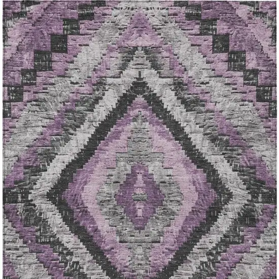 Lavender And Gray Aztec Washable Indoor Outdoor Area Rug Photo 3