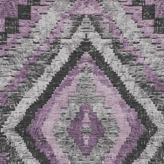Lavender And Gray Aztec Washable Indoor Outdoor Area Rug Photo 6