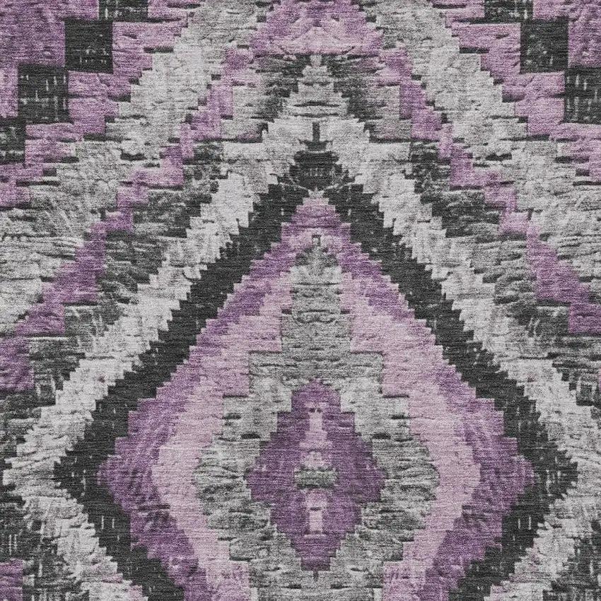 Lavender And Gray Aztec Washable Indoor Outdoor Area Rug Photo 6