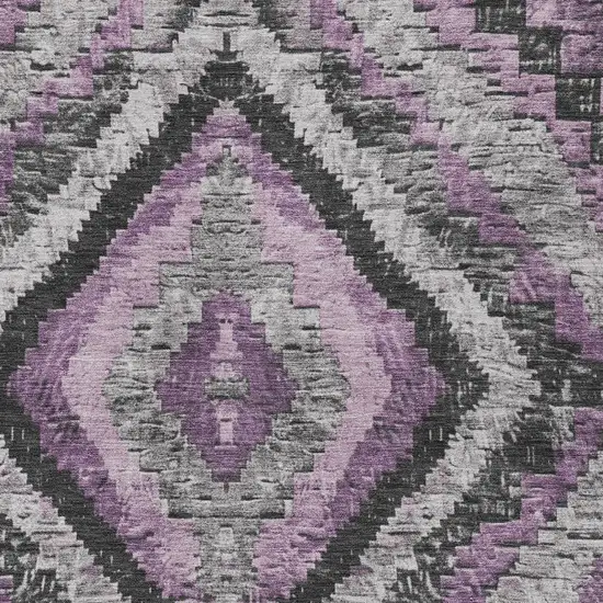Lavender And Gray Aztec Washable Indoor Outdoor Area Rug Photo 9