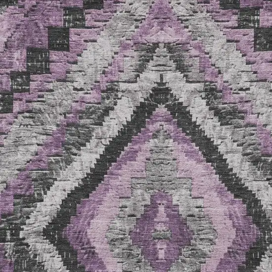 Lavender And Gray Aztec Washable Indoor Outdoor Area Rug Photo 4
