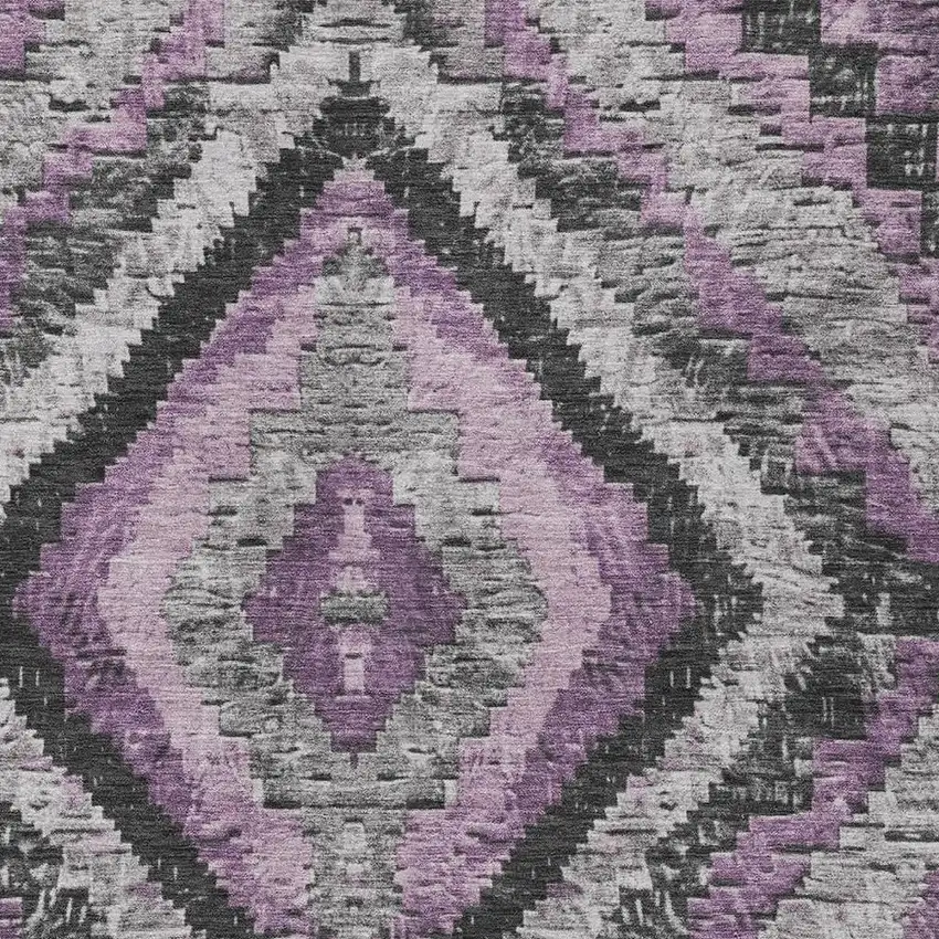 Lavender And Gray Aztec Washable Indoor Outdoor Area Rug Photo 4