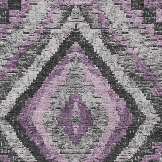 Lavender And Gray Aztec Washable Indoor Outdoor Area Rug Photo 9