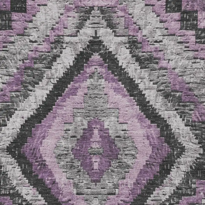 Lavender And Gray Aztec Washable Indoor Outdoor Area Rug Photo 9