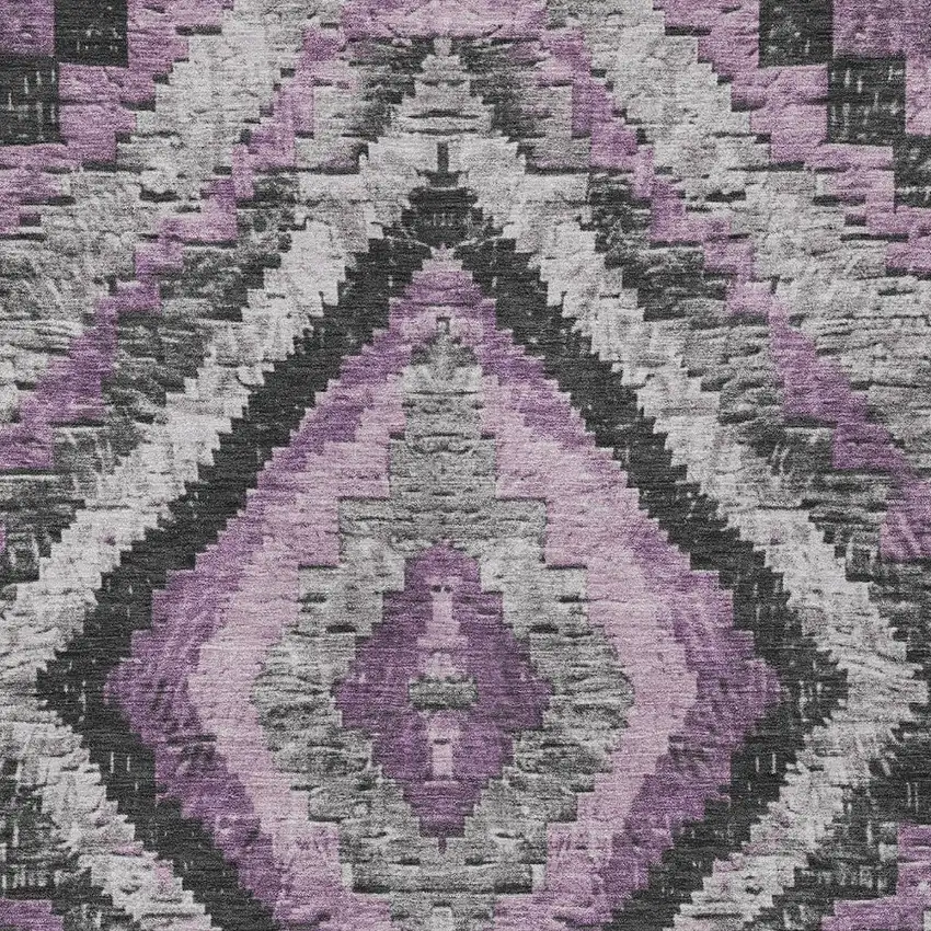 Lavender And Gray Aztec Washable Indoor Outdoor Area Rug Photo 9