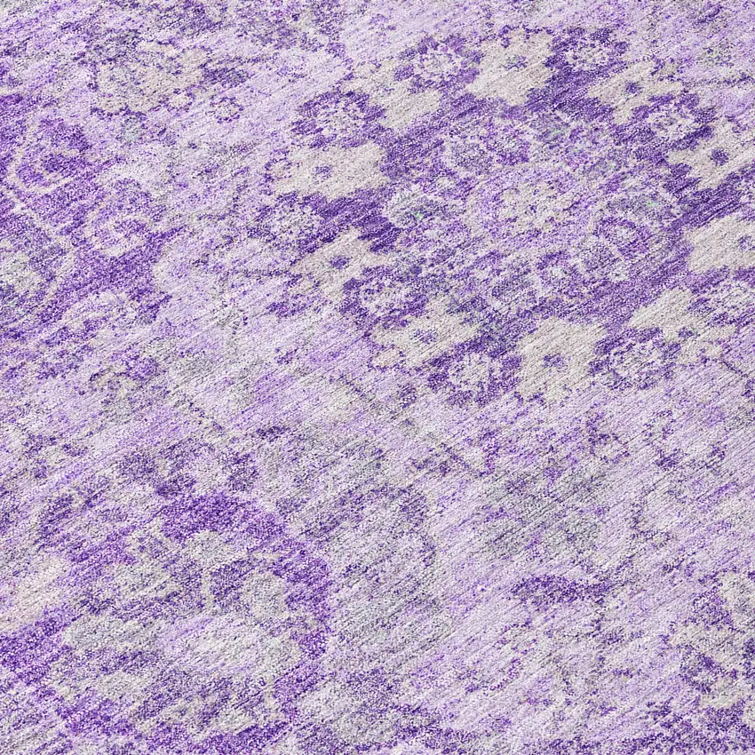 Lavender And Gray Damask Washable Indoor Outdoor Area Rug Photo 8