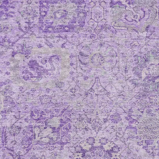 Lavender And Gray Damask Washable Indoor Outdoor Area Rug Photo 5