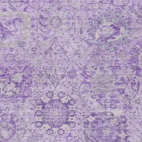 Lavender And Gray Damask Washable Indoor Outdoor Area Rug Photo 5