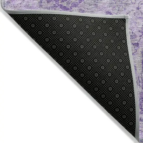 Lavender And Gray Damask Washable Indoor Outdoor Area Rug Photo 3