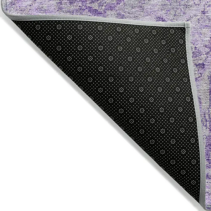 Lavender And Gray Damask Washable Indoor Outdoor Area Rug Photo 3