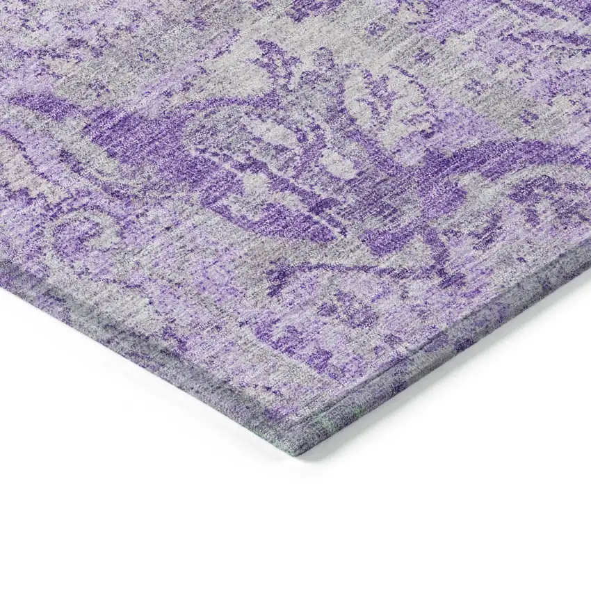 Lavender And Gray Damask Washable Indoor Outdoor Area Rug Photo 4
