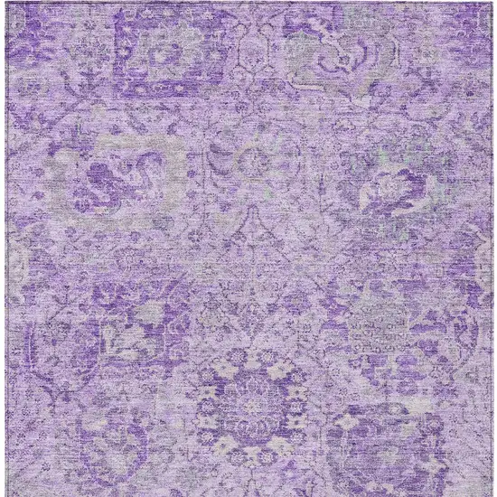 Lavender And Gray Damask Washable Indoor Outdoor Area Rug Photo 6