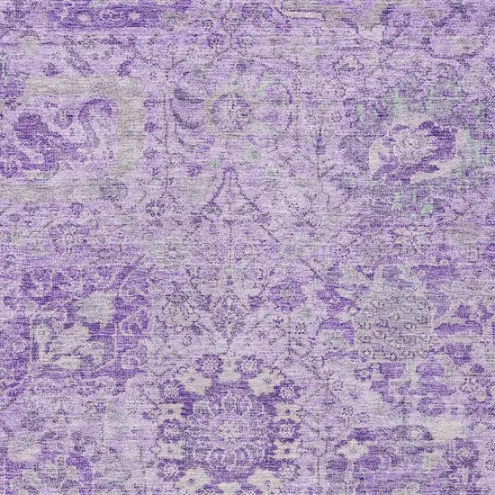 Lavender And Gray Damask Washable Indoor Outdoor Area Rug Photo 5