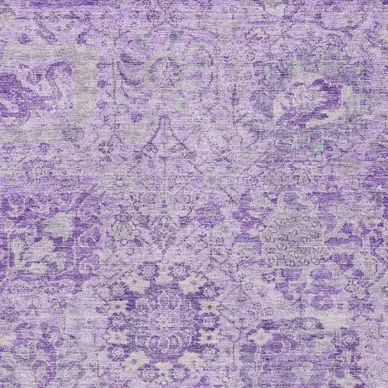 Lavender And Gray Damask Washable Indoor Outdoor Area Rug Photo 5