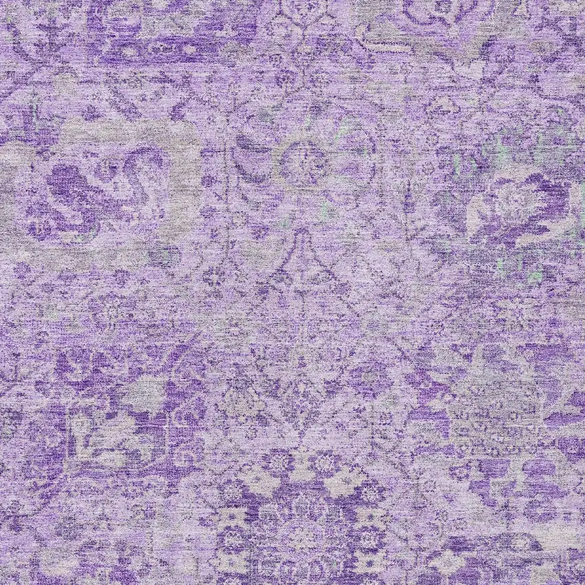 Lavender And Gray Damask Washable Indoor Outdoor Area Rug Photo 5