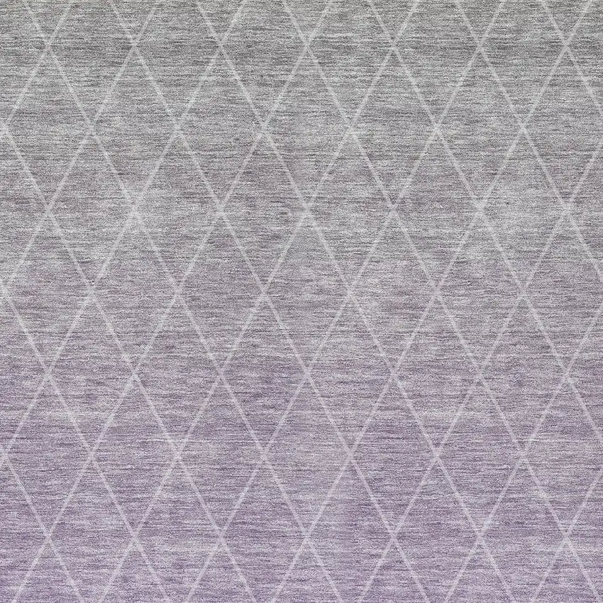 Lavender And Gray Geometric Washable Indoor Outdoor Area Rug Photo 6