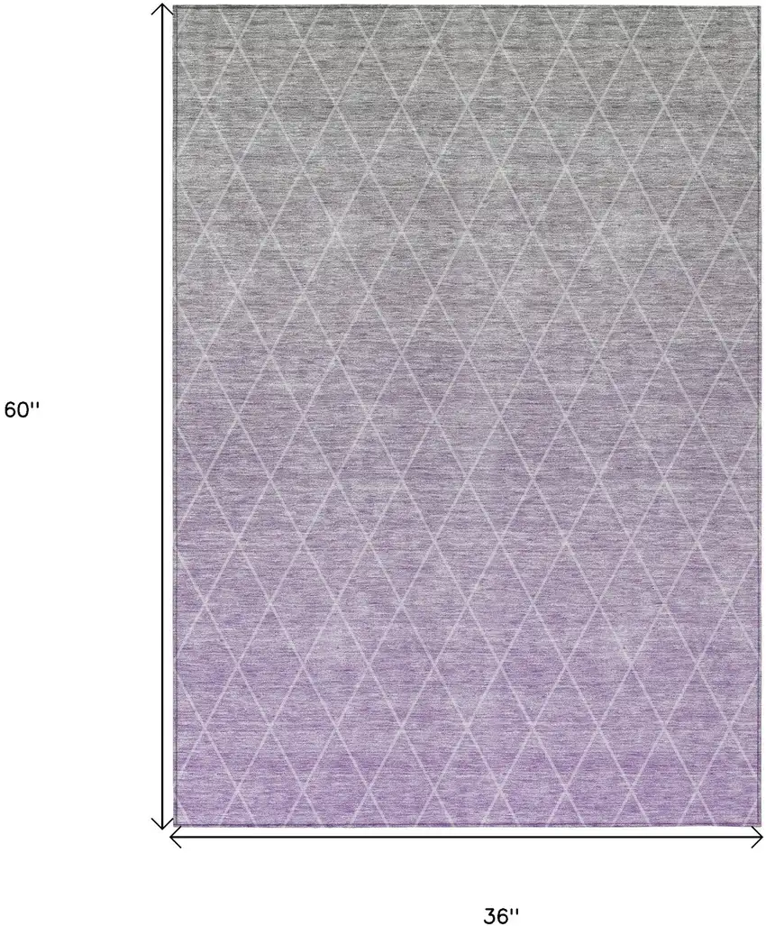 Lavender And Gray Geometric Washable Indoor Outdoor Area Rug Photo 3