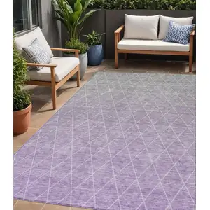 Photo of Lavender And Gray Geometric Washable Indoor Outdoor Area Rug