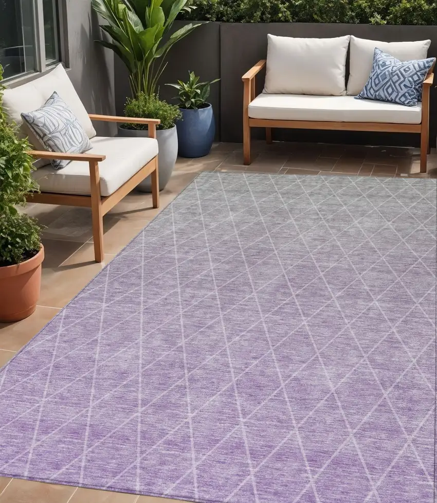 Lavender And Gray Geometric Washable Indoor Outdoor Area Rug Photo 1