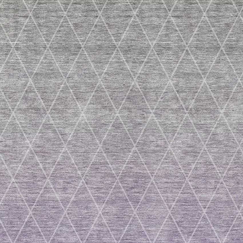 Lavender And Gray Geometric Washable Indoor Outdoor Area Rug Photo 6