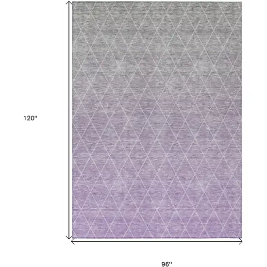 Lavender And Gray Geometric Washable Indoor Outdoor Area Rug Photo 3