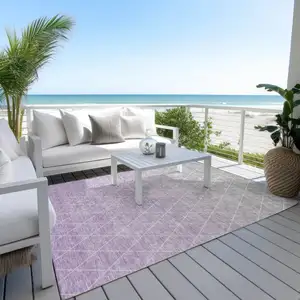 Photo of Lavender And Gray Geometric Washable Indoor Outdoor Area Rug