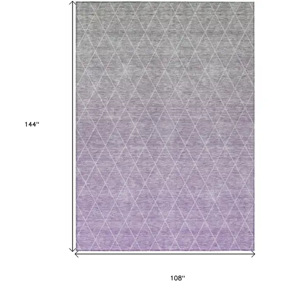 Lavender And Gray Geometric Washable Indoor Outdoor Area Rug Photo 3