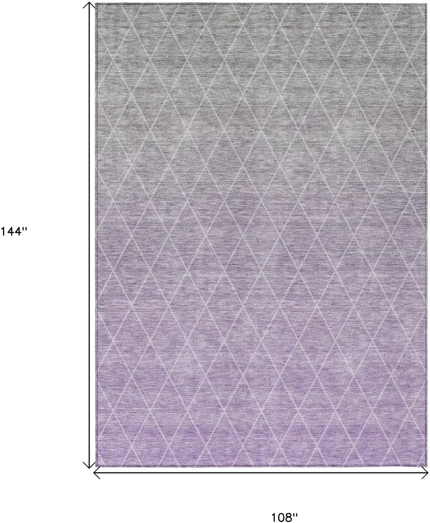 Lavender And Gray Geometric Washable Indoor Outdoor Area Rug Photo 3