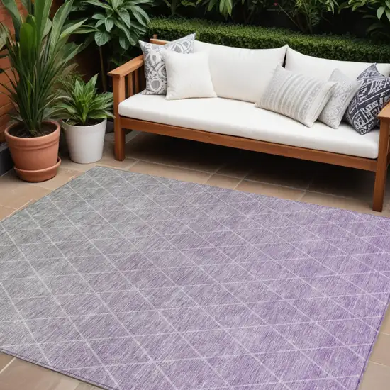 Lavender And Gray Geometric Washable Indoor Outdoor Area Rug Photo 1