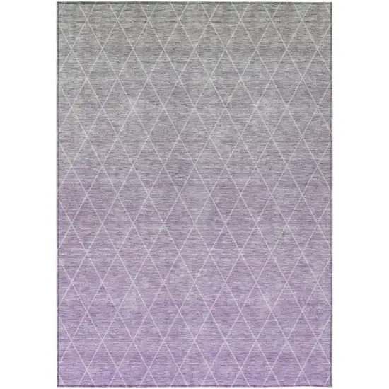 Lavender And Gray Geometric Washable Indoor Outdoor Area Rug Photo 2