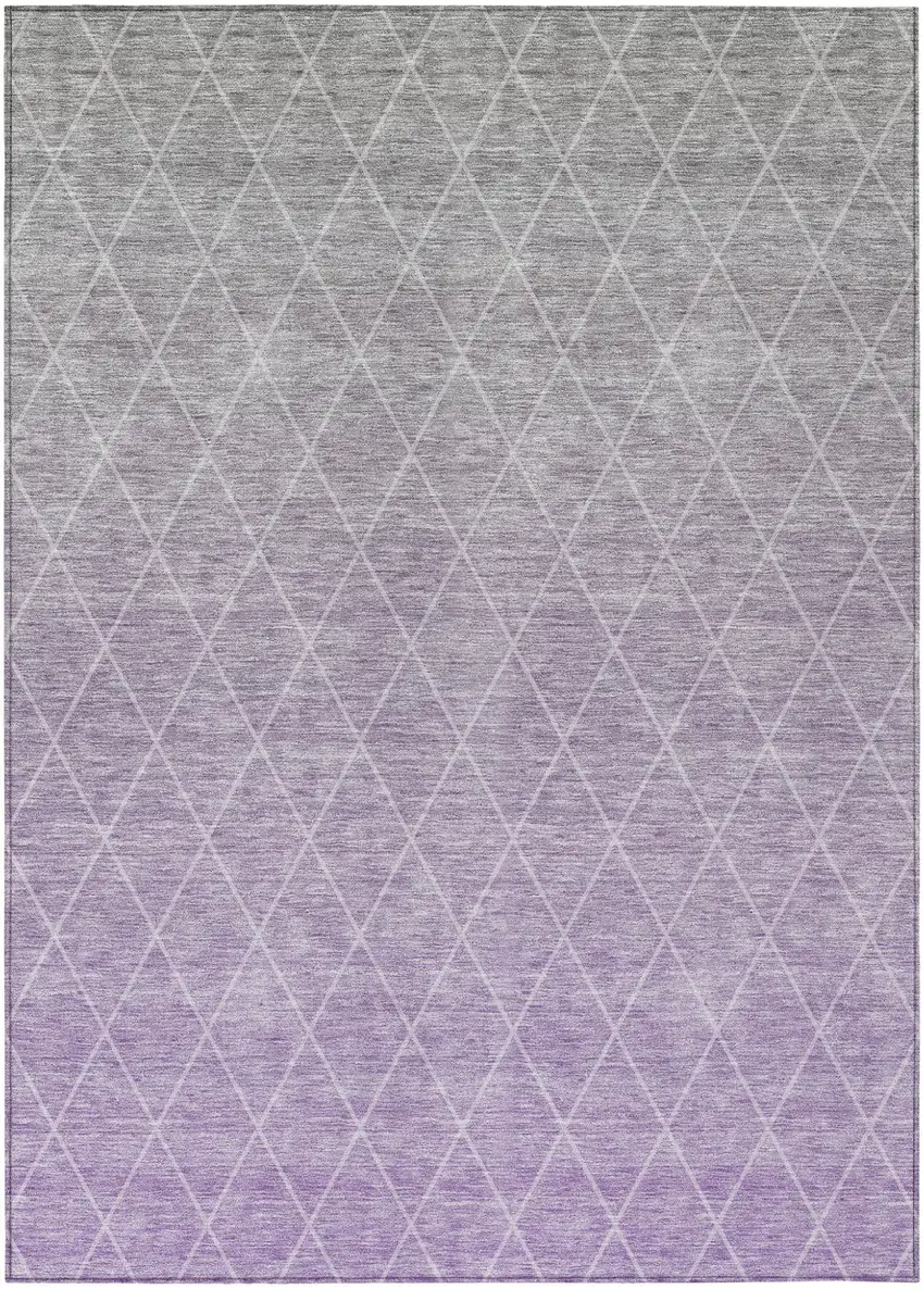 Lavender And Gray Geometric Washable Indoor Outdoor Area Rug Photo 2