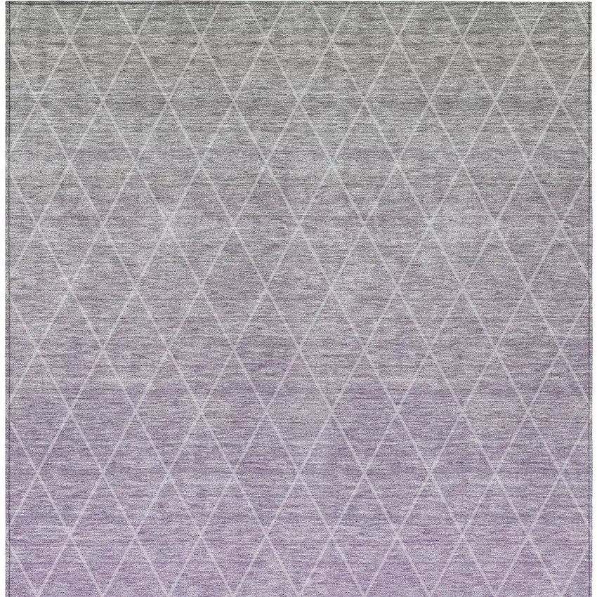 Lavender And Gray Geometric Washable Indoor Outdoor Area Rug Photo 7