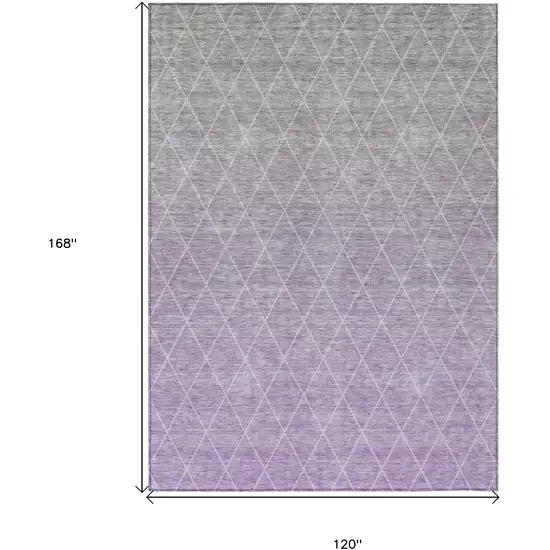 Lavender And Gray Geometric Washable Indoor Outdoor Area Rug Photo 3