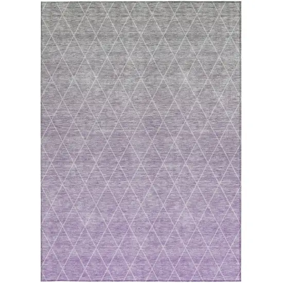 Lavender And Gray Geometric Washable Indoor Outdoor Area Rug Photo 6