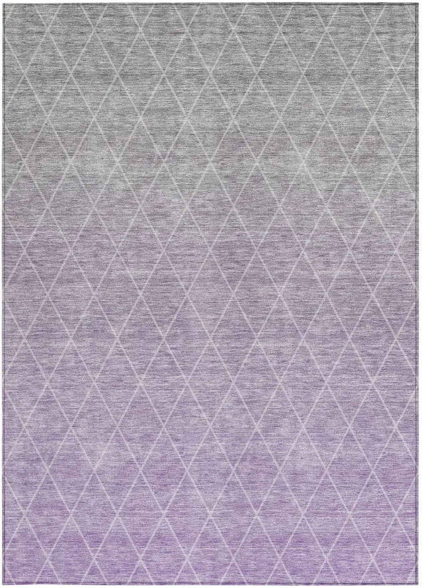 Lavender And Gray Geometric Washable Indoor Outdoor Area Rug Photo 6