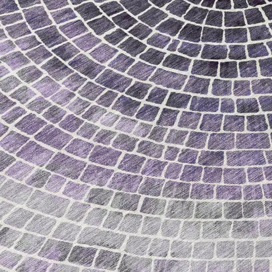 Lavender And Gray Geometric Washable Indoor Outdoor Area Rug Photo 6