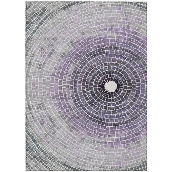 Lavender And Gray Geometric Washable Indoor Outdoor Area Rug Photo 2