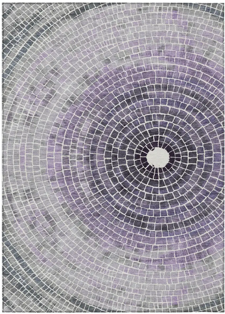 Lavender And Gray Geometric Washable Indoor Outdoor Area Rug Photo 2