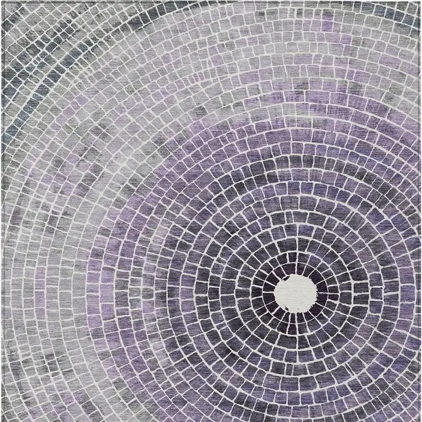 Lavender And Gray Geometric Washable Indoor Outdoor Area Rug Photo 4