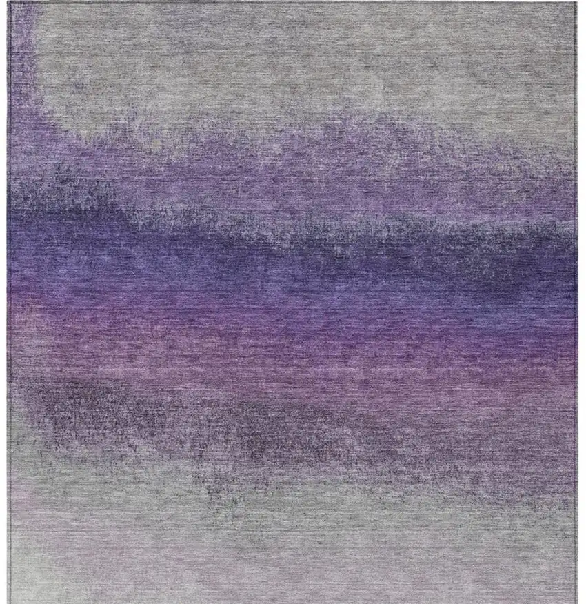 Lavender And Gray Ombre Washable Indoor Outdoor Area Rug Photo 1