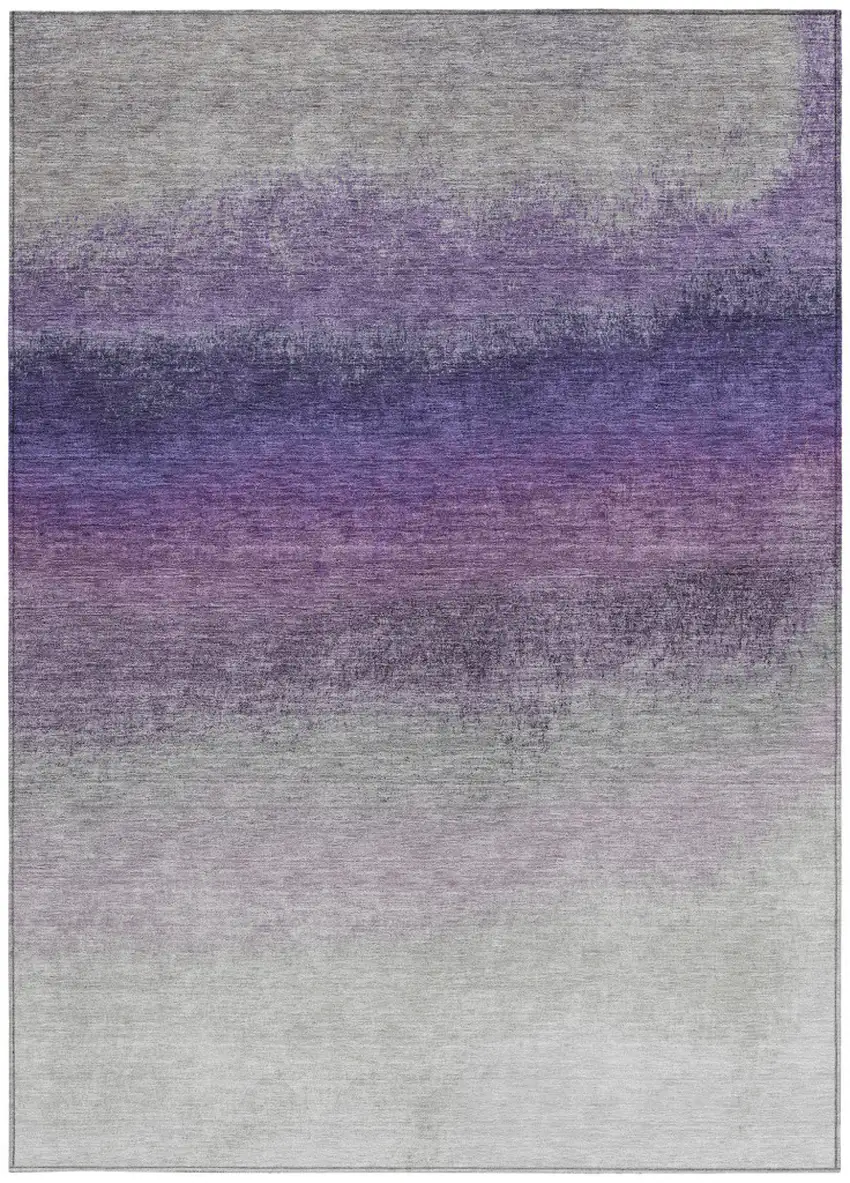 Lavender And Gray Ombre Washable Indoor Outdoor Area Rug Photo 9