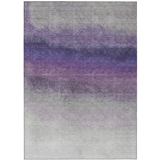 Lavender And Gray Ombre Washable Indoor Outdoor Area Rug Photo 8