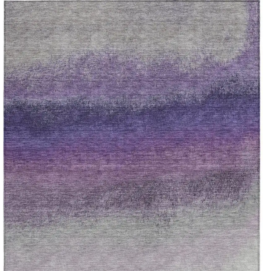 Lavender And Gray Ombre Washable Indoor Outdoor Area Rug Photo 3