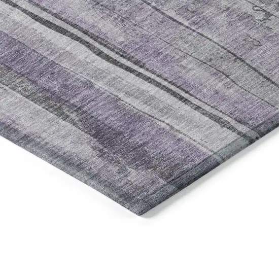 Lavender And Gray Striped Washable Indoor Outdoor Area Rug Photo 9