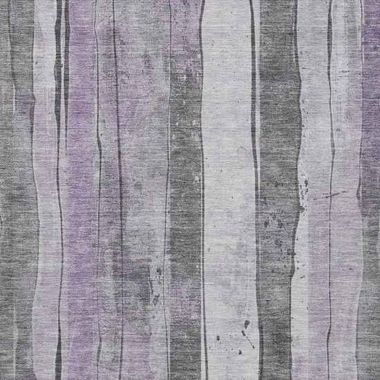 Lavender And Gray Striped Washable Indoor Outdoor Area Rug Photo 3