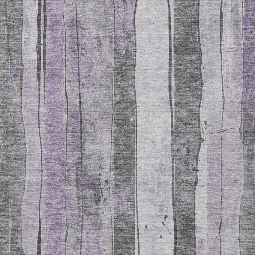 Lavender And Gray Striped Washable Indoor Outdoor Area Rug Photo 3