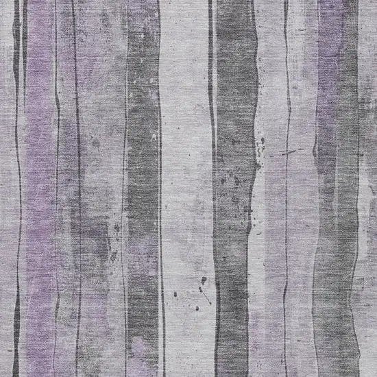 Lavender And Gray Striped Washable Indoor Outdoor Area Rug Photo 3