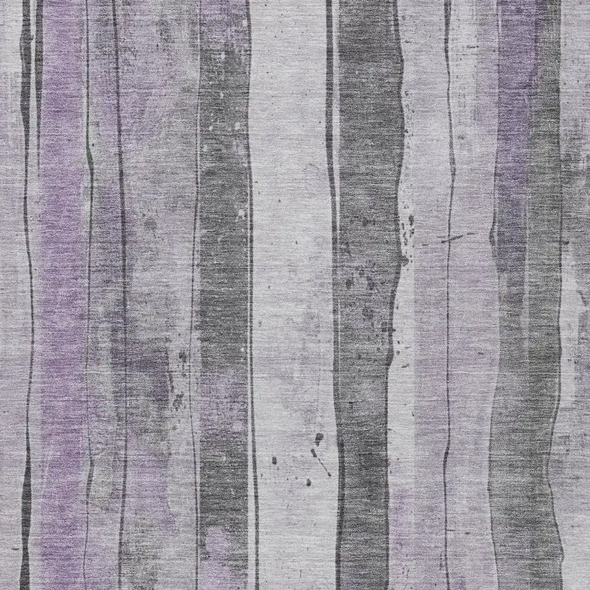 Lavender And Gray Striped Washable Indoor Outdoor Area Rug Photo 3
