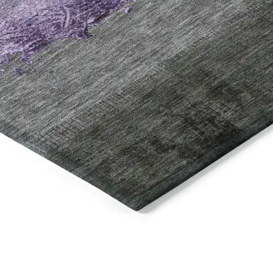 Lavender And Gray Striped Washable Indoor Outdoor Area Rug Photo 9