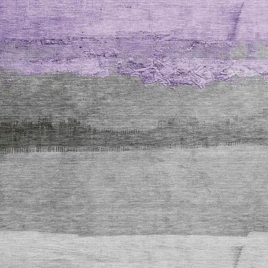 Lavender And Gray Striped Washable Indoor Outdoor Area Rug Photo 3